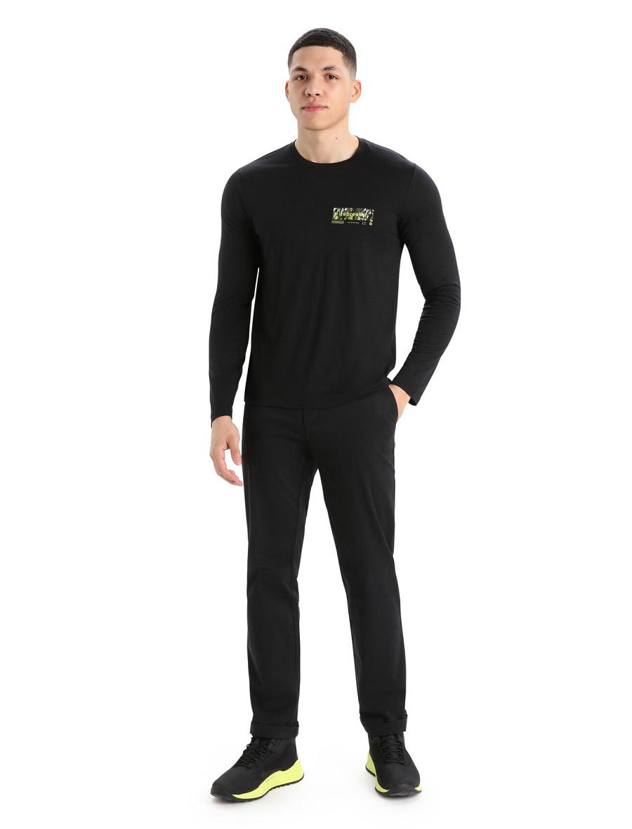 Long Sleeve Icebreaker Merino Tech Lite II T-Shirt Summit Tread Męskie Czarne | PL 1710CTVE